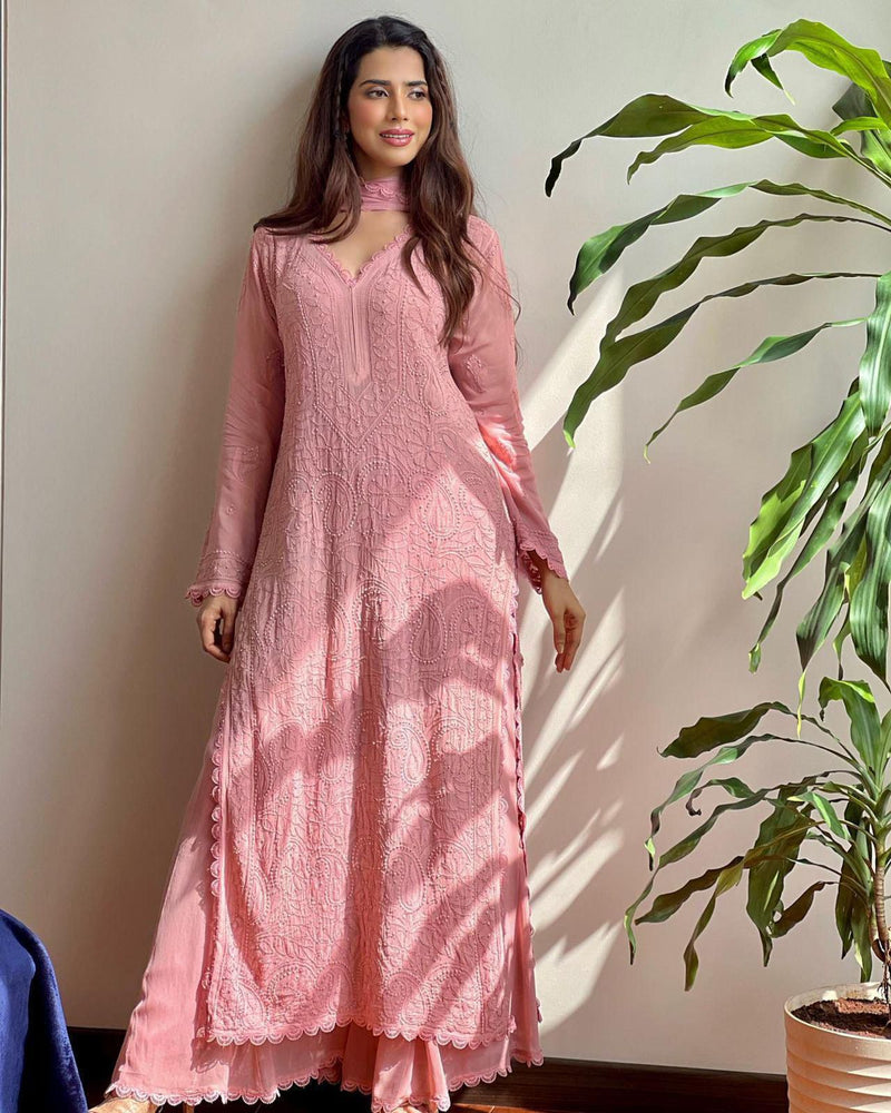 BE 170 E Trending Faux Georgette Cotton Thread Embroidered Work Suit