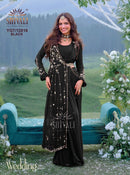 Shivali YG7 12816 Black Stylish Wedding Wear Embellished Georgette Silk Draped Saree