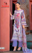 Aasha Designer 1161 B Pure Cotton Print With Heavy Embroidery Work Pakistani Suits