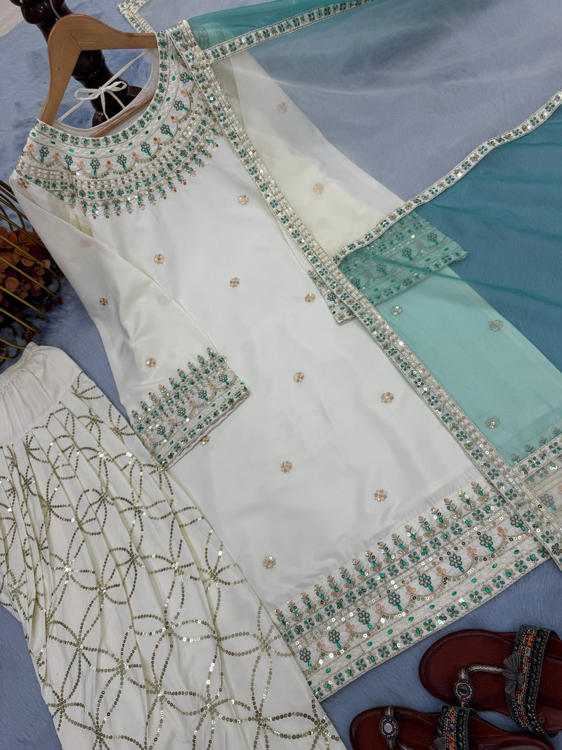 PD 1120 Pure Natural Crepe With Embroidery Sequence Work Designer Party Wear Farshi Suits