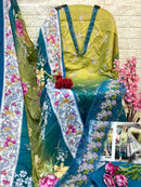 Hazzel Sana Safinaz 0130 Pure Cotton Printed And Embroidery Patches Work Pakistani Suits