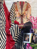 Hazzel Sana Safinaz 0131 Pure Cotton Printed And Embroidery Patches Work Pakistani Suits