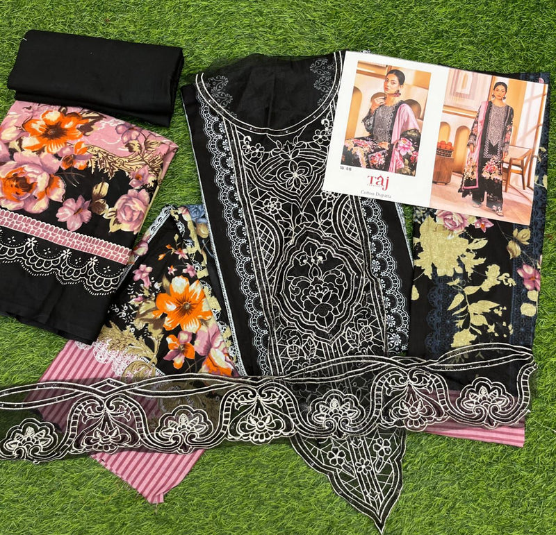Taj Creations 616 Pure Cotton Print With Heavy Embroidery Patches Work Pakistani Suits