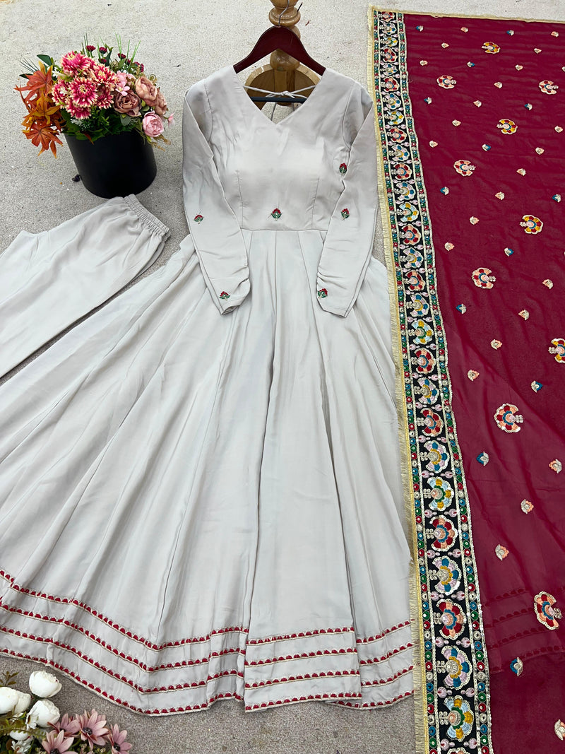 JF 021 Trending Designer Gown With Heavy Sequence Embroidery Work Suits