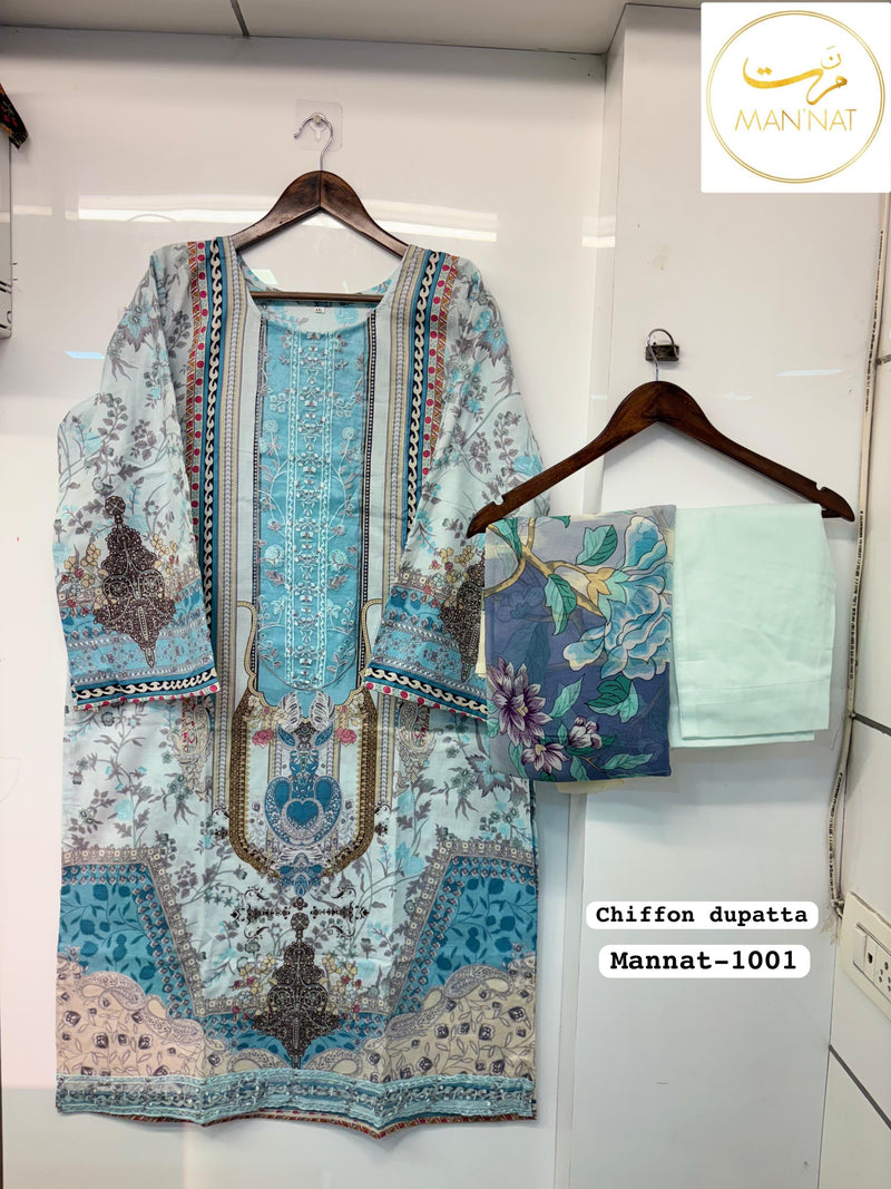 Mannat Clothing 1001 Readymade Lawn Cotton  With Heavy Patch Work Suits