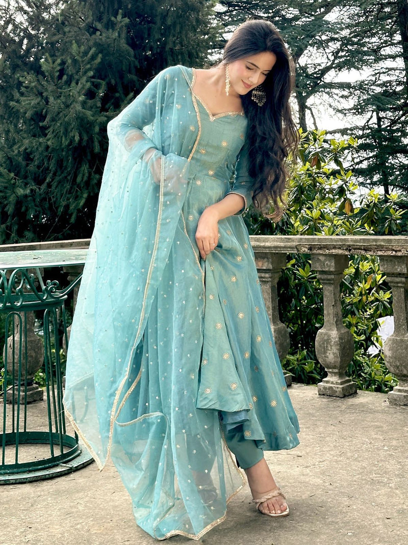 SSR 524 Heavy Vichitra Silk With Heavy Embroidery Sequence Work Traditional Readymade Suits