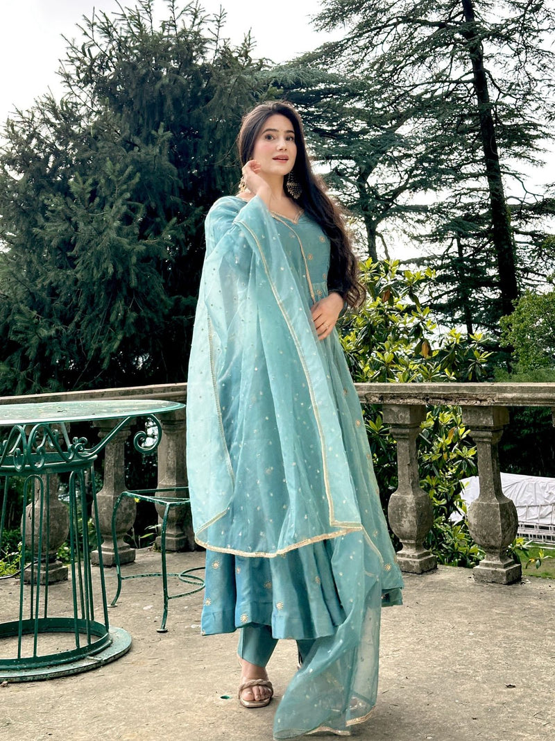 SSR 524 Heavy Vichitra Silk With Heavy Embroidery Sequence Work Traditional Readymade Suits