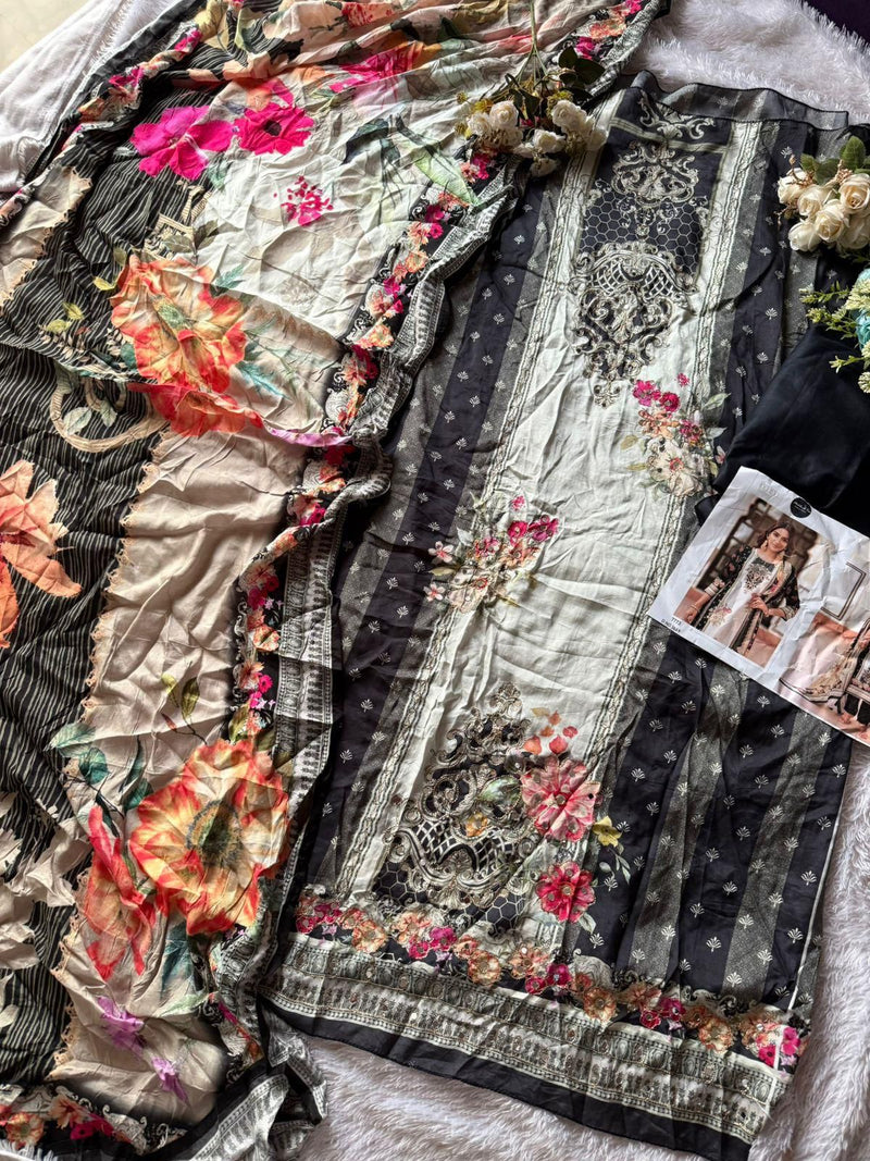 Mehboob Tex 1669 Pure Viscose  Maslin Digital Print With Aari Handwork Pakistani Suits