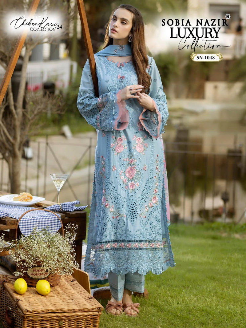 Sobia Nazir SN 1048 Lawn Embroidered Chikankari Work With Pearl Work Pakistani Suits