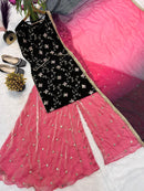 MC 2018 Heavy Fancy Crushi Silk Material With Sequence Embroidery Work Suits