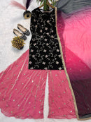 MC 2018 Heavy Fancy Crushi Silk Material With Sequence Embroidery Work Suits