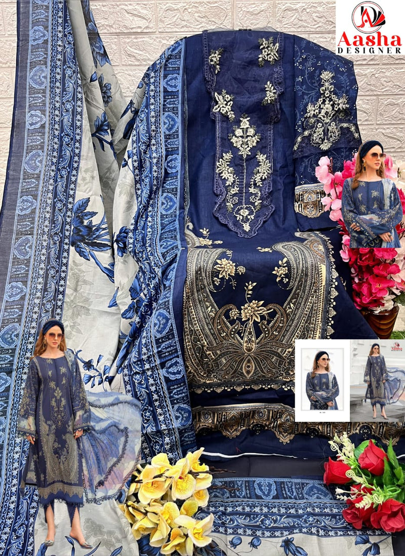 Aasha Designer 1006 Pure Cotton Print With Exclusive Patch Heavy Embroidery Work Pakistani Suits