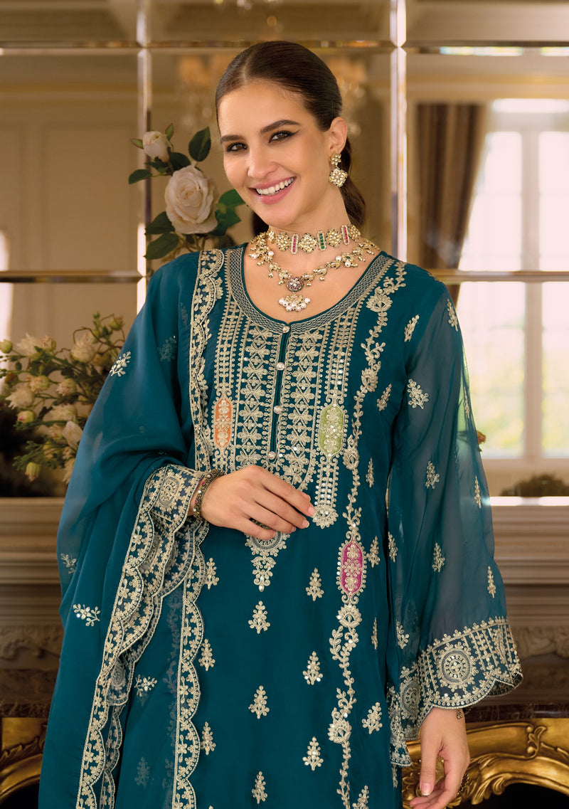 Zaveri Praniti 1899 Soft Organza Embroidery Work Stylish Wedding Wear Suit