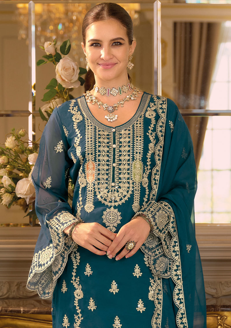 Zaveri Praniti 1899 Soft Organza Embroidery Work Stylish Wedding Wear Suit