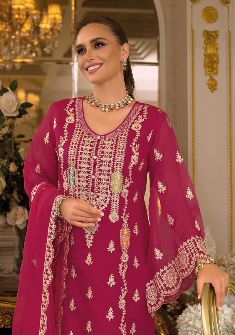 Zaveri Praniti 1898 Soft Organza Embroidery Work Stylish Wedding Wear Suit