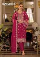 Zaveri Praniti 1898 Soft Organza Embroidery Work Stylish Wedding Wear Suit