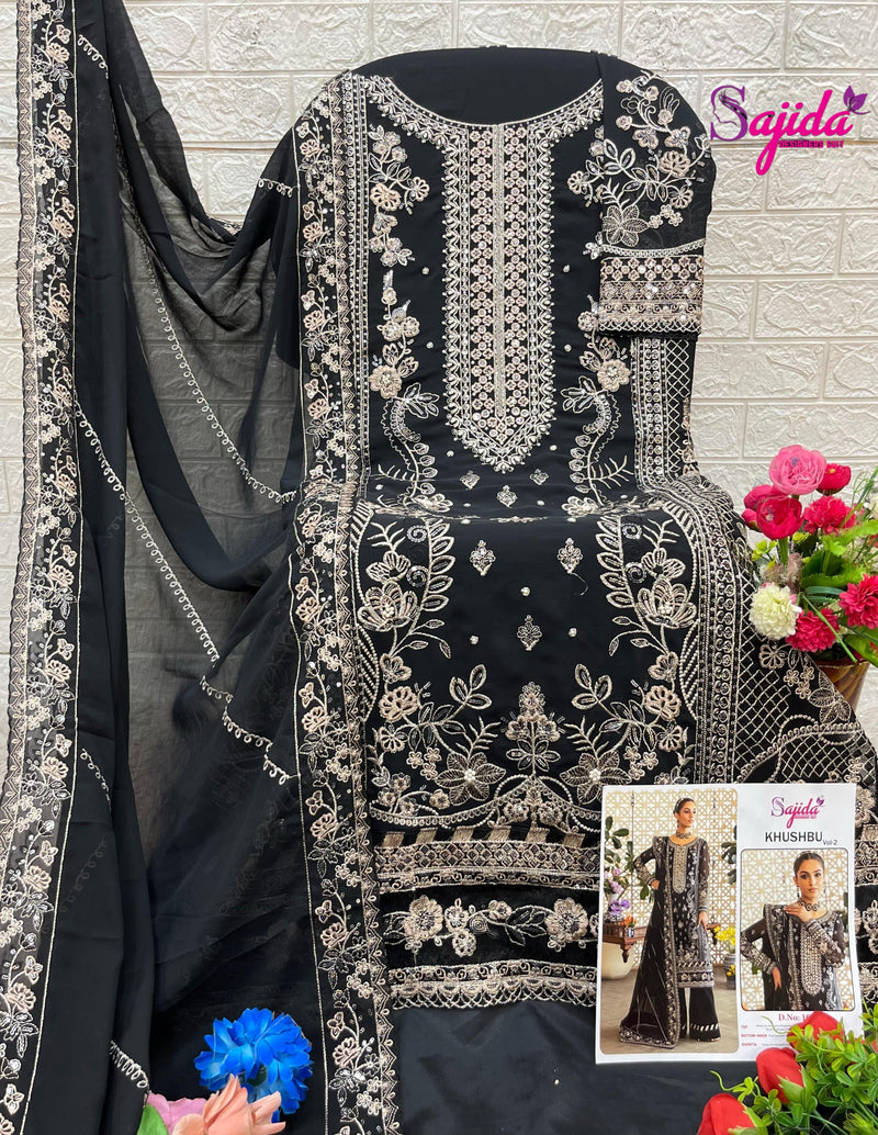 Sajida 1039 Khushbu Georgette With Heavy Embroidered With Khatli Work Pakistani Suits