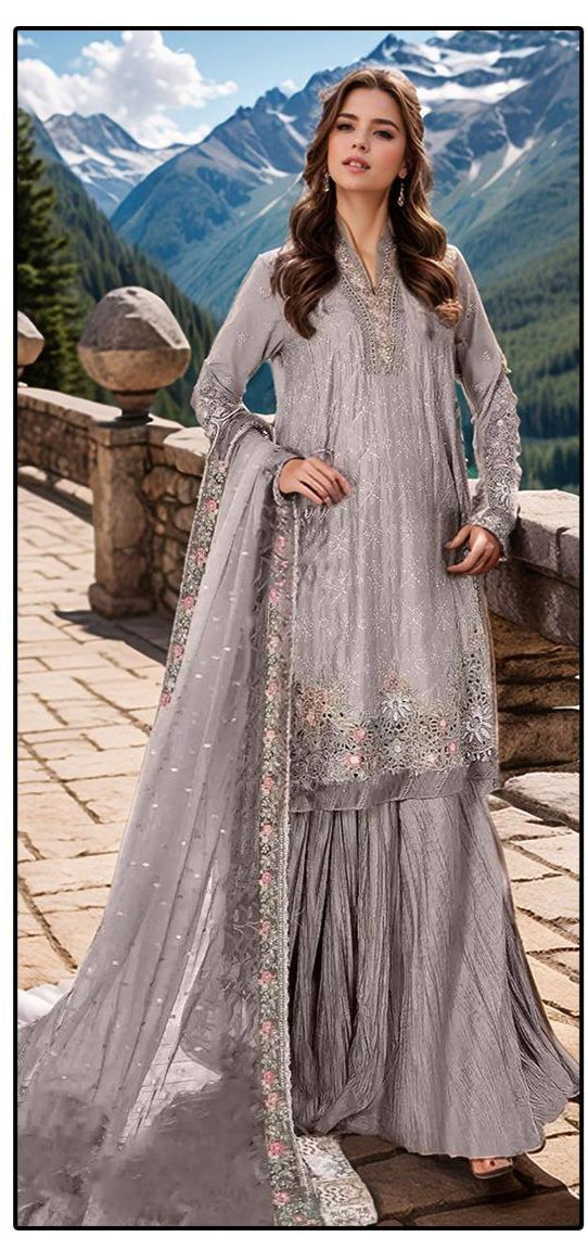 Hoor Tex HF 208 A Designer Heavy Organza Emboridery Work Stylish Pakistani Suits