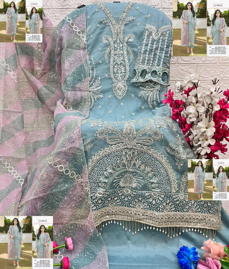 Iznik Fab 236 B Heavy Organza With Heavy Embroidery Work Pakistani Suits