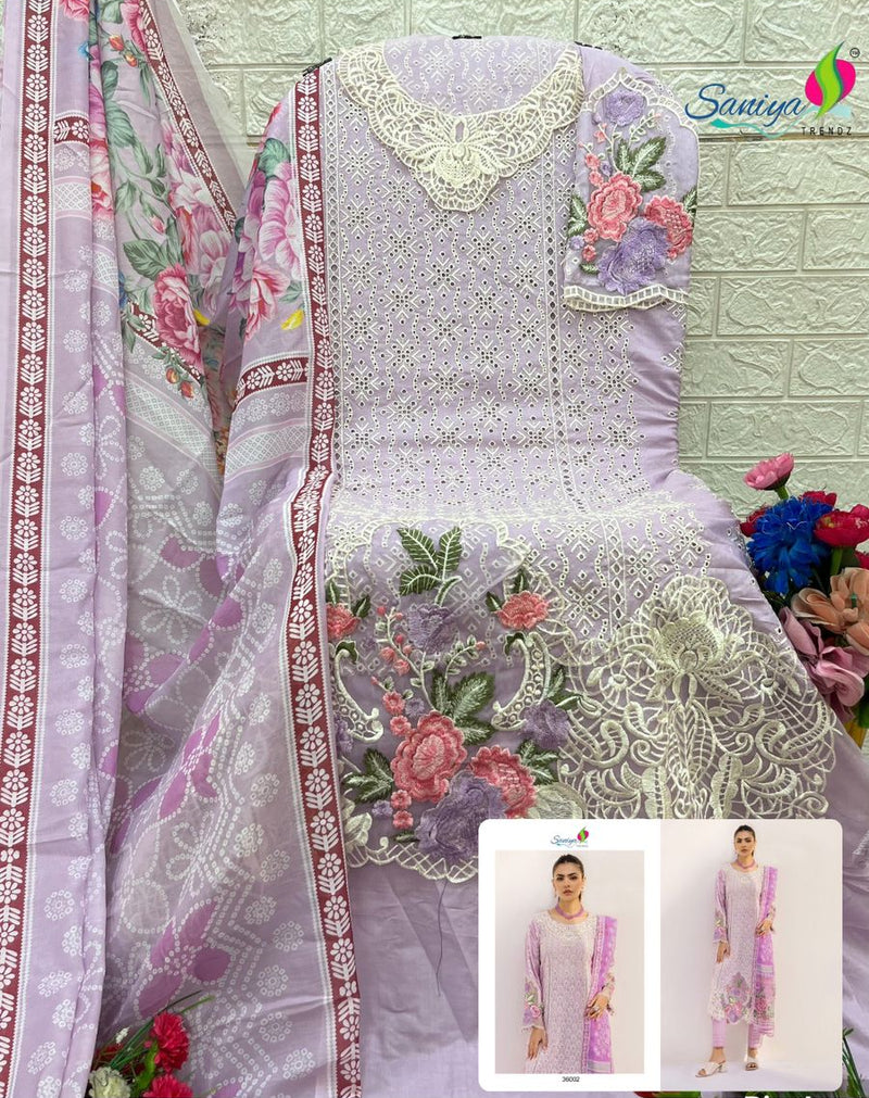 Saniya Trendz 36002 Adan Libas Cotton With Chikankari Embroidered Worked Pakistani Suits