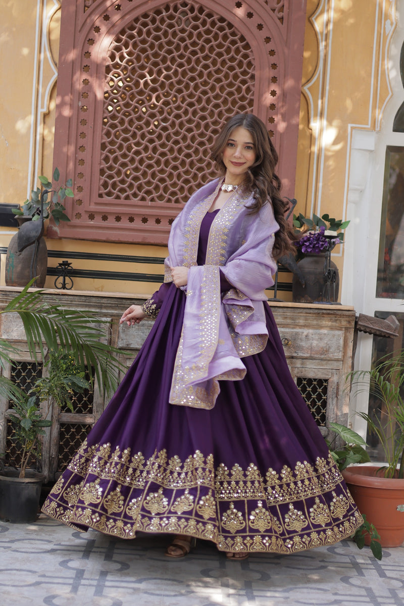 KA 1143 Designer Star Georgette With Embroidery Zari Sequins Work Readymade Gown