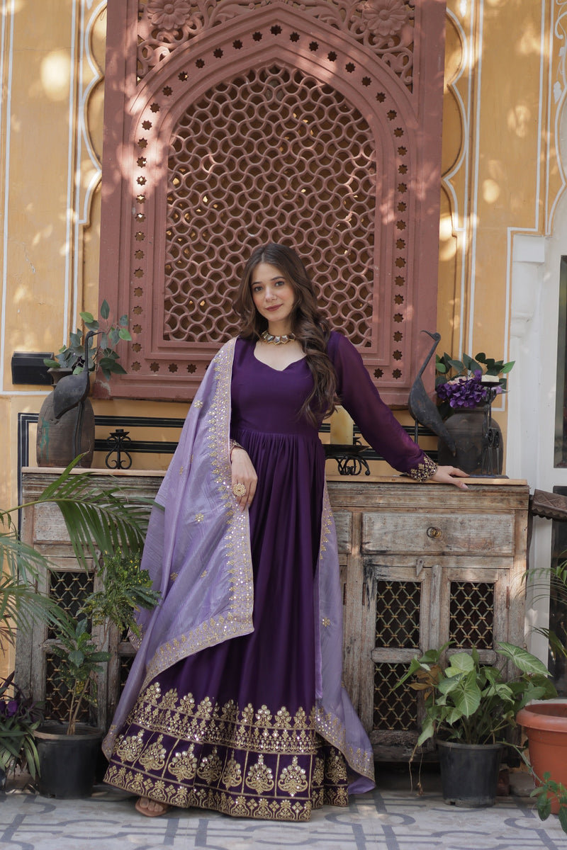 KA 1143 Designer Star Georgette With Embroidery Zari Sequins Work Readymade Gown