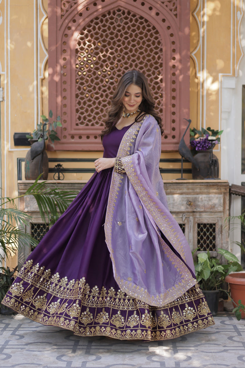 KA 1143 Designer Star Georgette With Embroidery Zari Sequins Work Readymade Gown