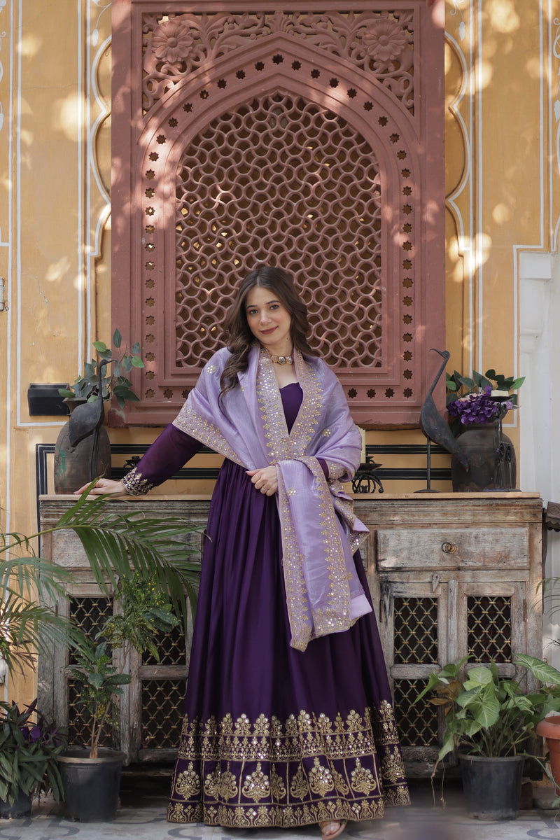 KA 1143 Designer Star Georgette With Embroidery Zari Sequins Work Readymade Gown