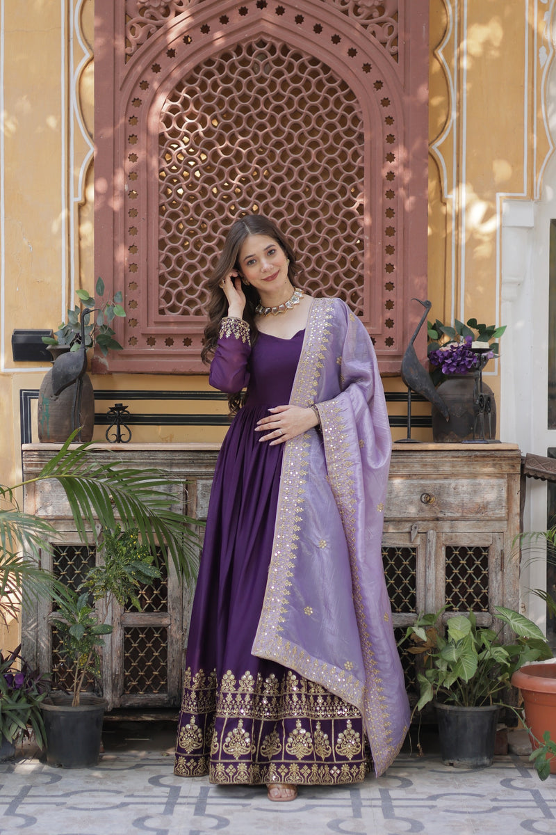 KA 1143 Designer Star Georgette With Embroidery Zari Sequins Work Readymade Gown