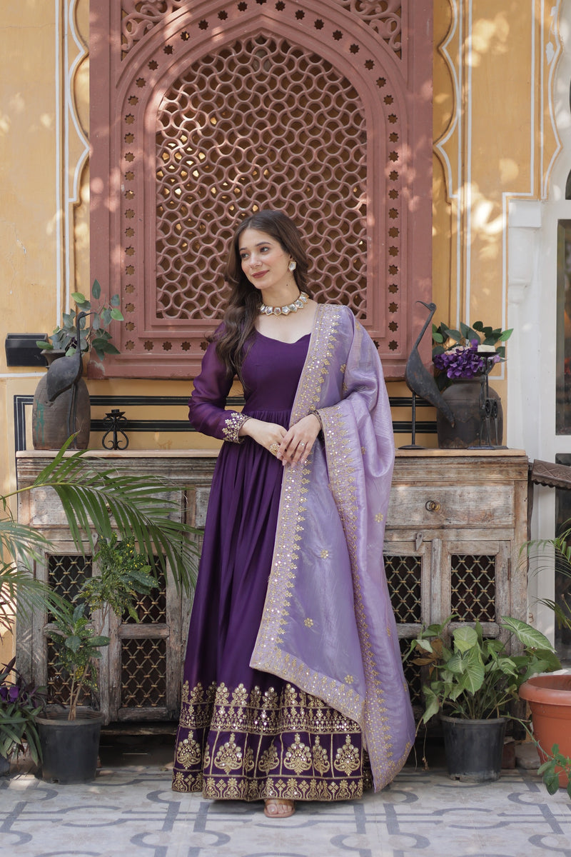 KA 1143 Designer Star Georgette With Embroidery Zari Sequins Work Readymade Gown
