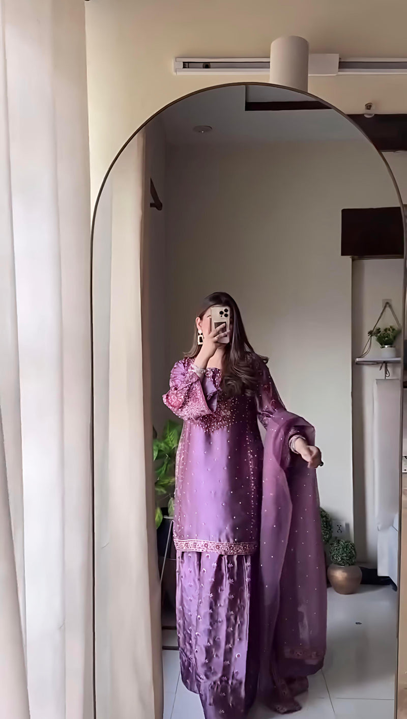 SD 849 Designer Heavy Chinnon Silk With Embroidery Sequence Work Party Wear Suit