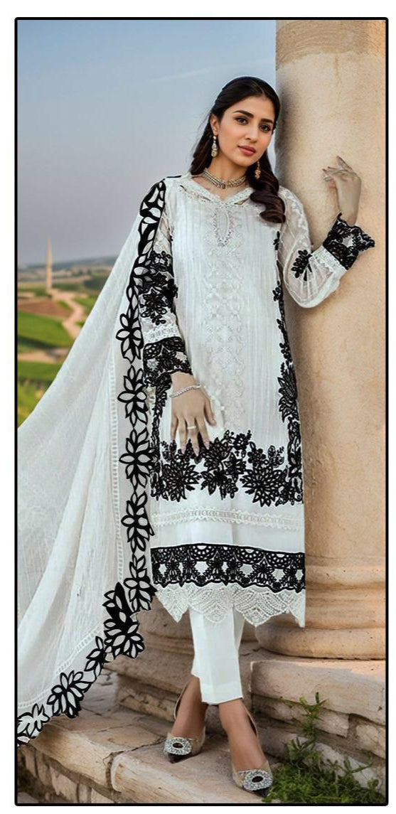 Hoor Tex HF 200 A Heavy Georgette Emboridery Work Readymade Pakistani Suits