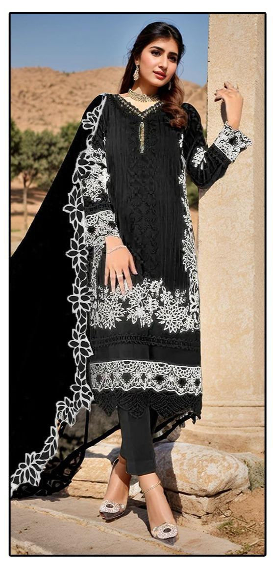 Hoor Tex HF 200 B Heavy Georgette Emboridery Work Readymade Pakistani Suits