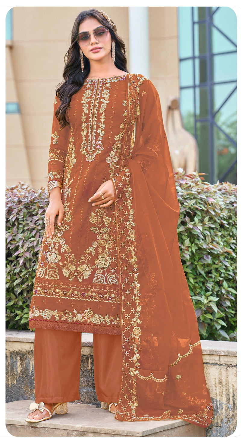 Sajida 1073 C Aafreen Organza Embroidered With Jarkan Work Pakistani Suits