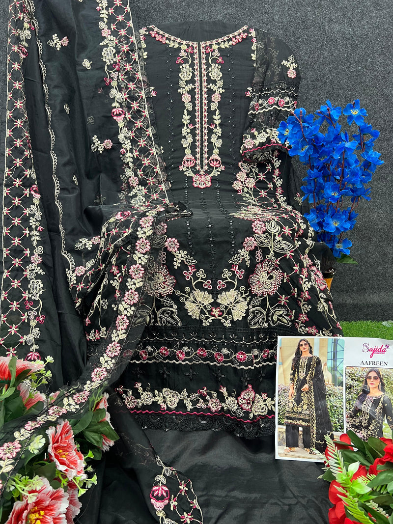 Sajida 1073 B Aafreen Organza Embroidered With Jarkan Work Pakistani Suits