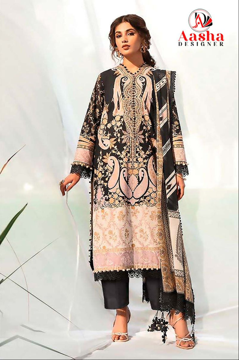 Aasha Designer 1176 Pure Cotton Print With Heavy Embroidery Work Pakistani Suits
