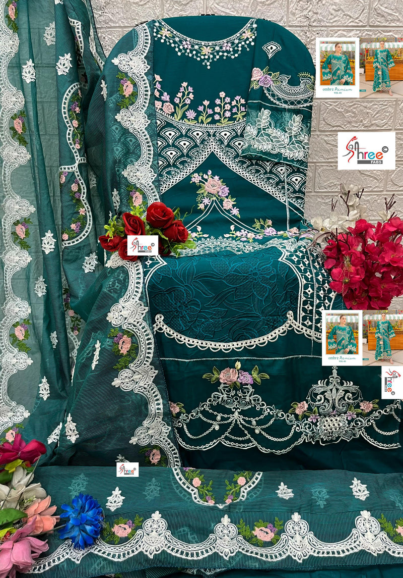 Shree Fabs 3951 Ombre Pure Cotton With Heavy Self Embroidery Work Lawn Suits