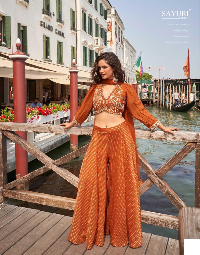 Sayuri Designer 5863 Naina Pure Viscos Jacquard Silk Indo Western Outfit