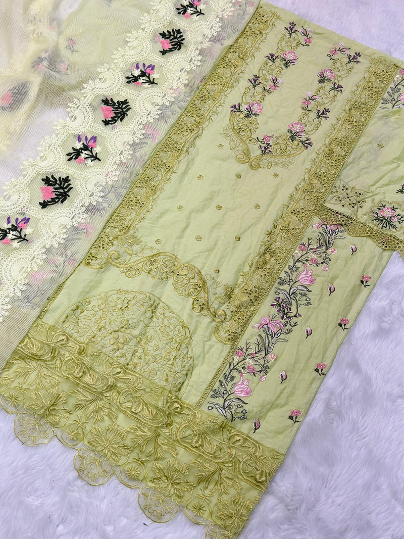 Jihan 3815 Ombre Premium Lawn Cotton With Heavy Self Embroidery Work Pakistani Suits