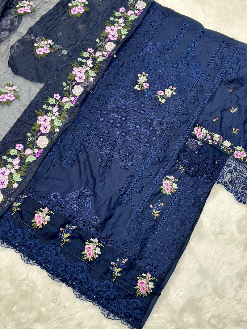 Jihan 3816 Ombre Premium Lawn Cotton With Heavy Self Embroidery Work Pakistani Suits
