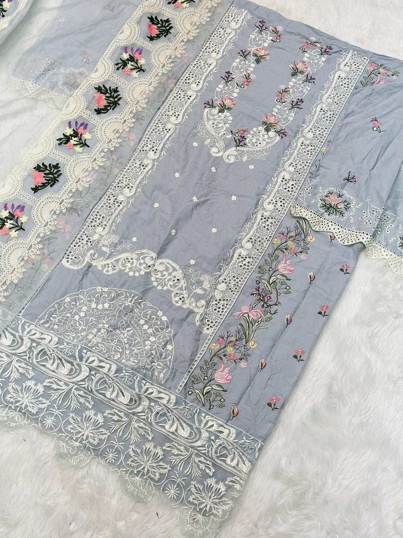 Jihan 3818 Ombre Premium Lawn Cotton With Heavy Self Embroidery Work Pakistani Suits