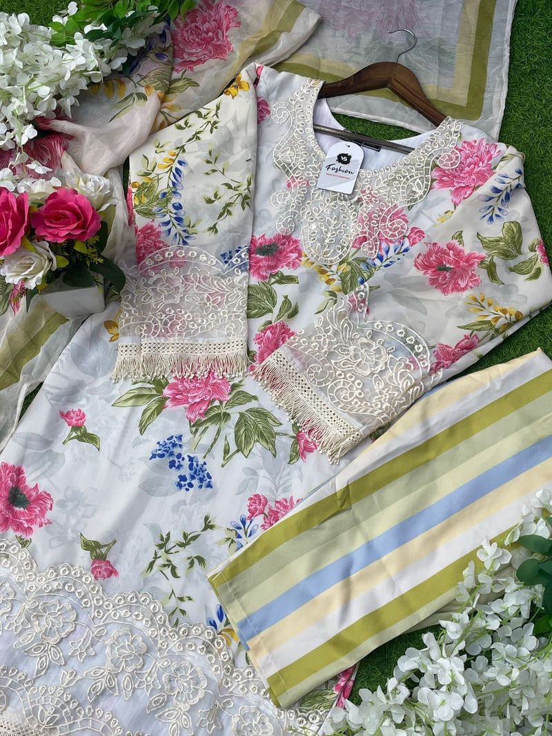 Vs 12076 Fox Georgette Print With Heavy Work Stylish Pakistani Suits
