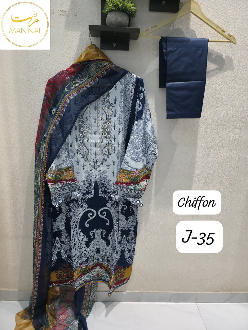 Mannat J 35 Readymade Lawn Suits With Heavy Patches Work Pakistani Suits