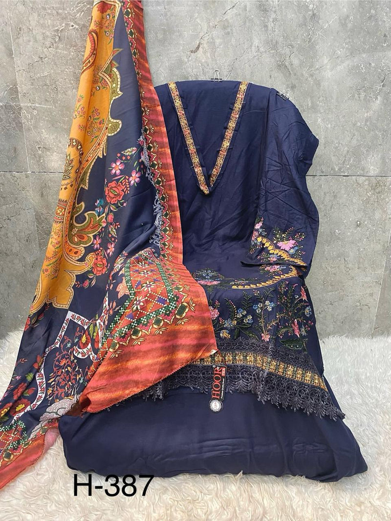 Hoor Tex H 387 D Heavy Rayon Print With Neck Emboridery Work Pakistani Suits
