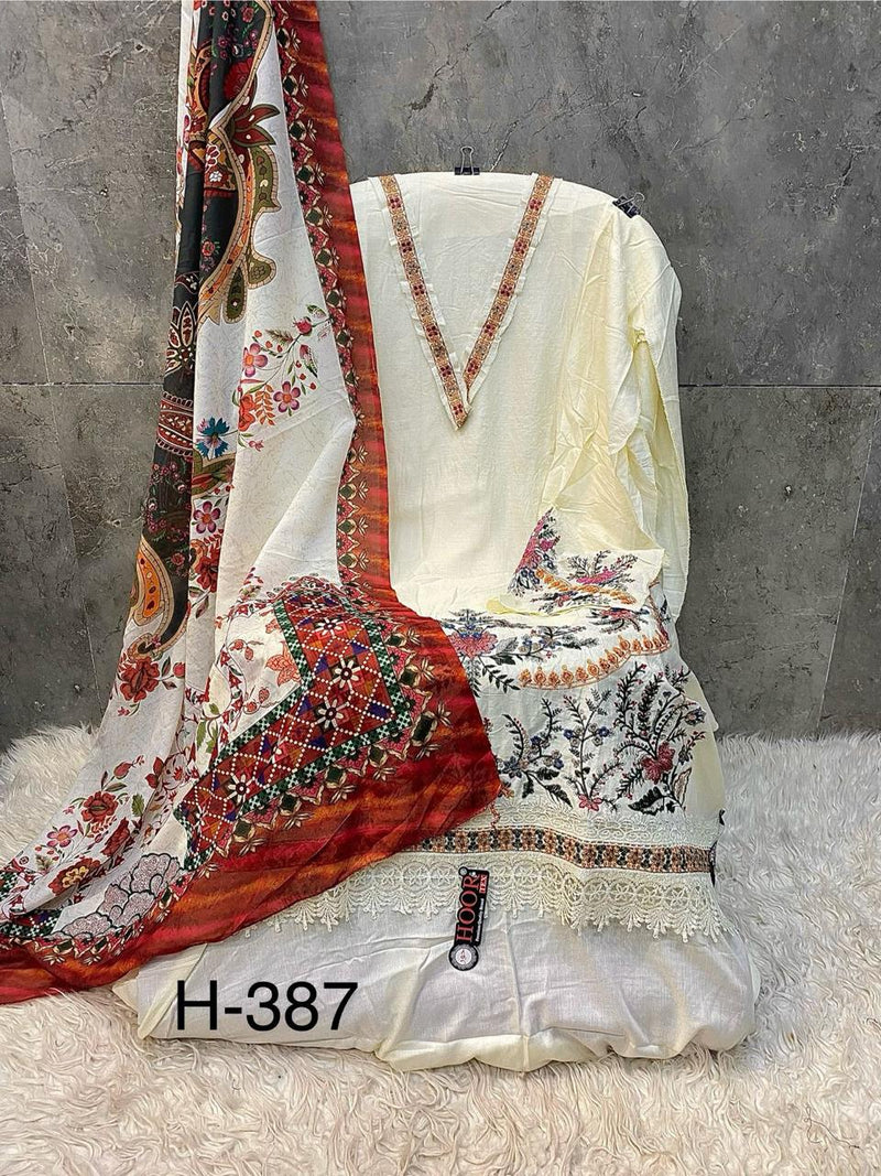 Hoor Tex H 387 C Heavy Rayon Print With Neck Emboridery Work Pakistani Suits