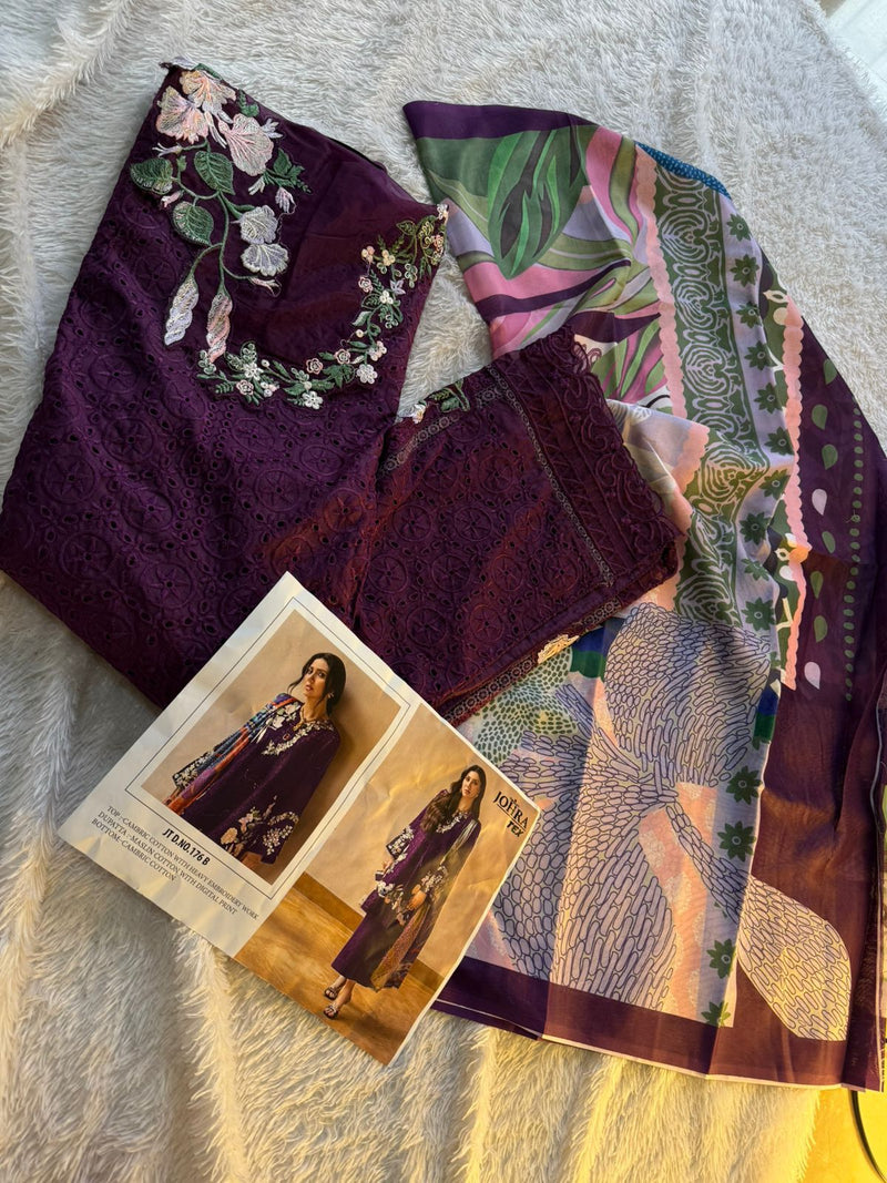 Johra Tex JT 176 B Cambric Cotton With Heavy Embroidery Work Pakistani Suits