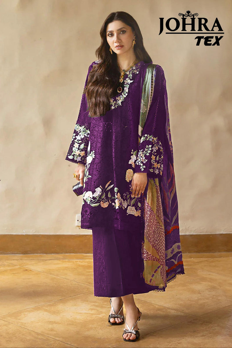 Johra Tex JT 176 B Cambric Cotton With Heavy Embroidery Work Pakistani Suits