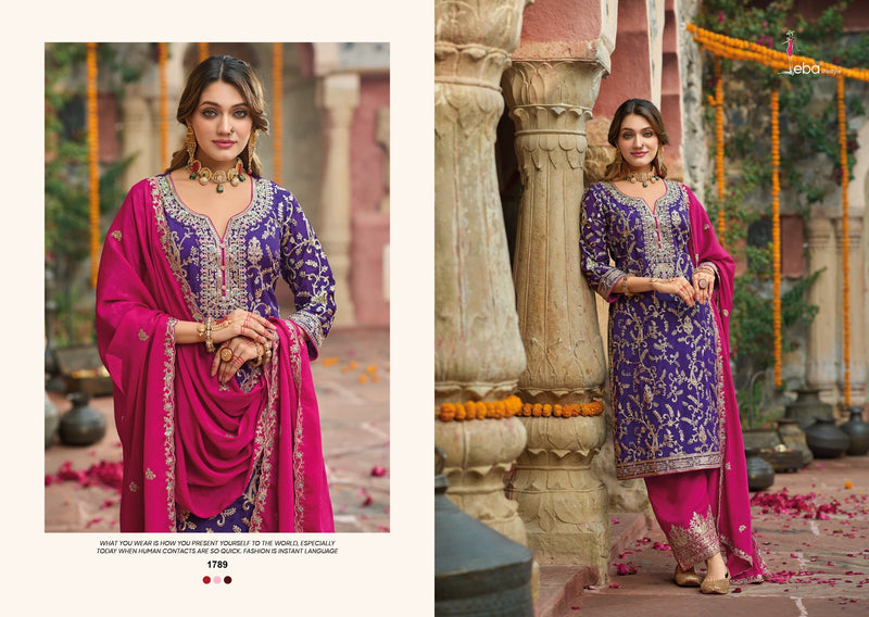 Eba Lifestyle 1789 Sangit Heavy Chinnon With Embroidery Work Designer Suit