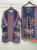 Vs 12098 C Modal Satin Digital Print Cord Set