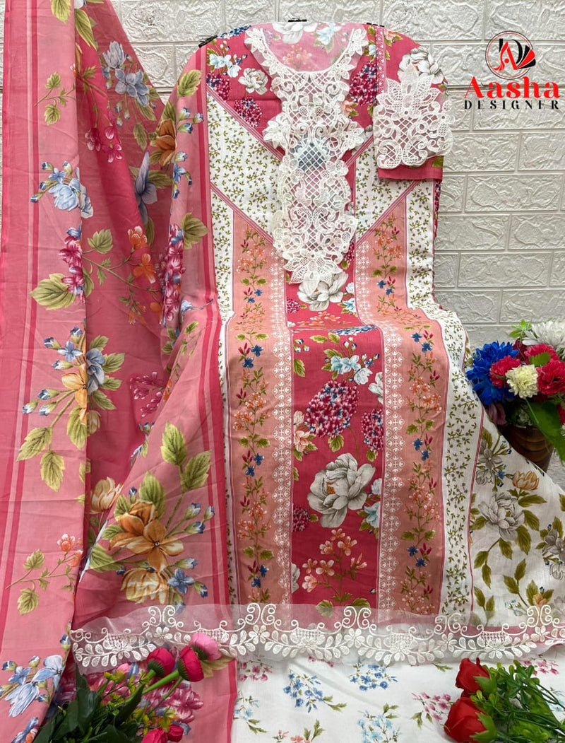 Aasha Designer 1153 B Pure Cotton Print With Exclusive Patch Embroidery Work Pakistani Suits
